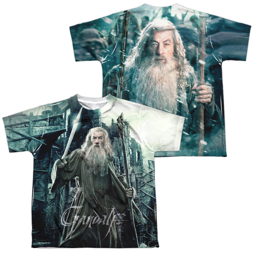 Hobbit - Wizard (Front/back) - Short Sleeve Youth Poly Crew - White T-shirt