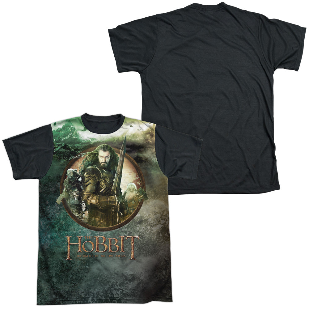 Hobbit - Dwarves Vs Azog - Short Sleeve Adult White Front Black Back - White T-shirt