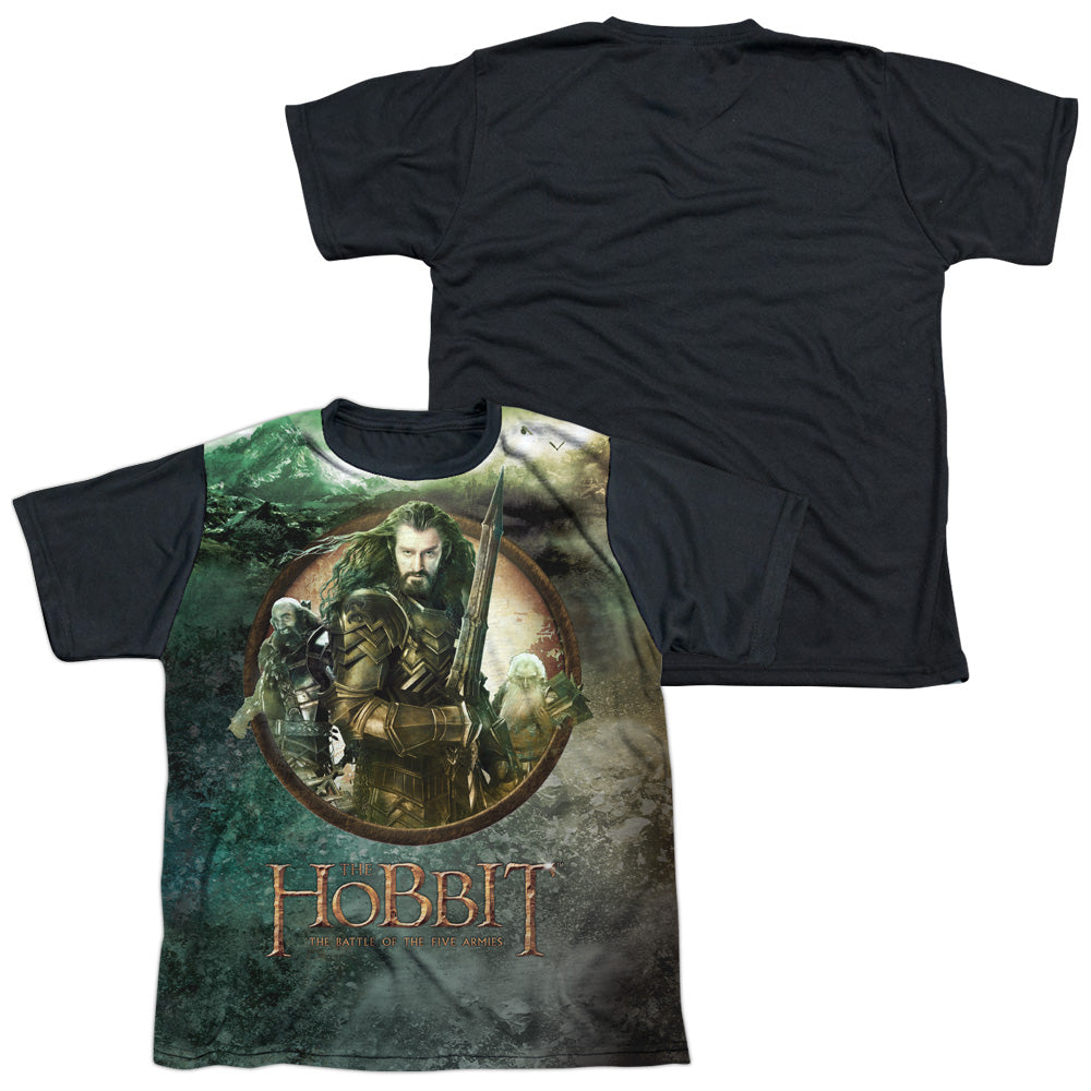 Hobbit - Dwarves Vs Azog - Short Sleeve Youth White Front Black Back - White T-shirt