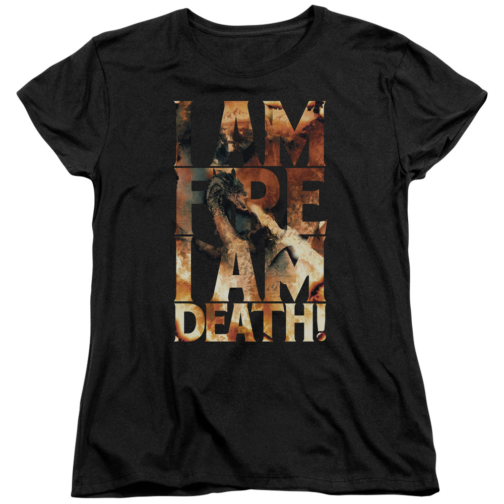 Hobbit - I Am Fire - Short Sleeve Womens Tee - Black T-shirt
