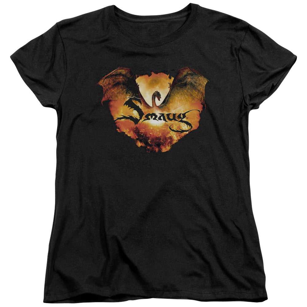 Hobbit - Reign In Flame - Short Sleeve Womens Tee - Black T-shirt