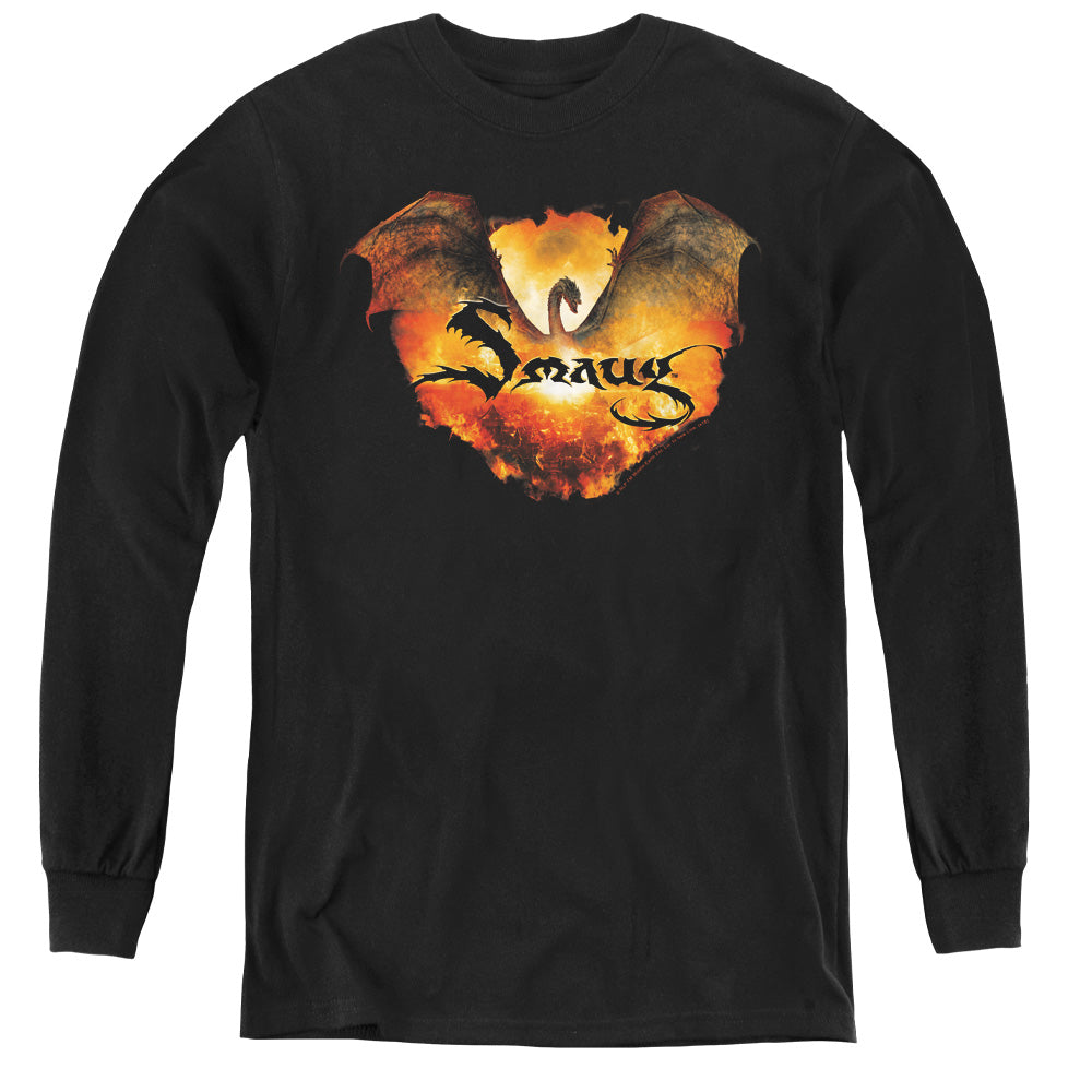Hobbit - Reign In Flame - Youth Long Sleeve Tee - Black