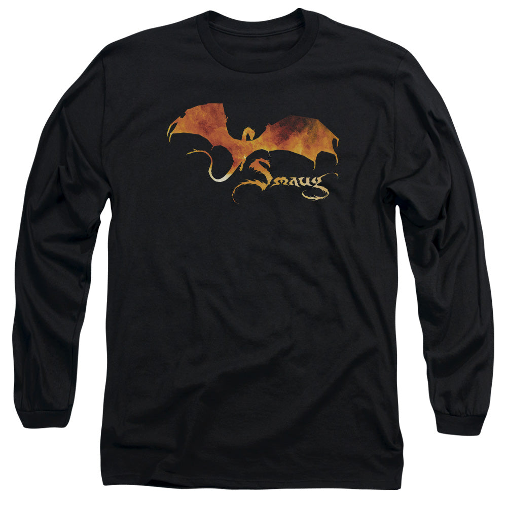 Hobbit - Smaug On Fire - Long Sleeve Adult 18/1 - Black T-shirt