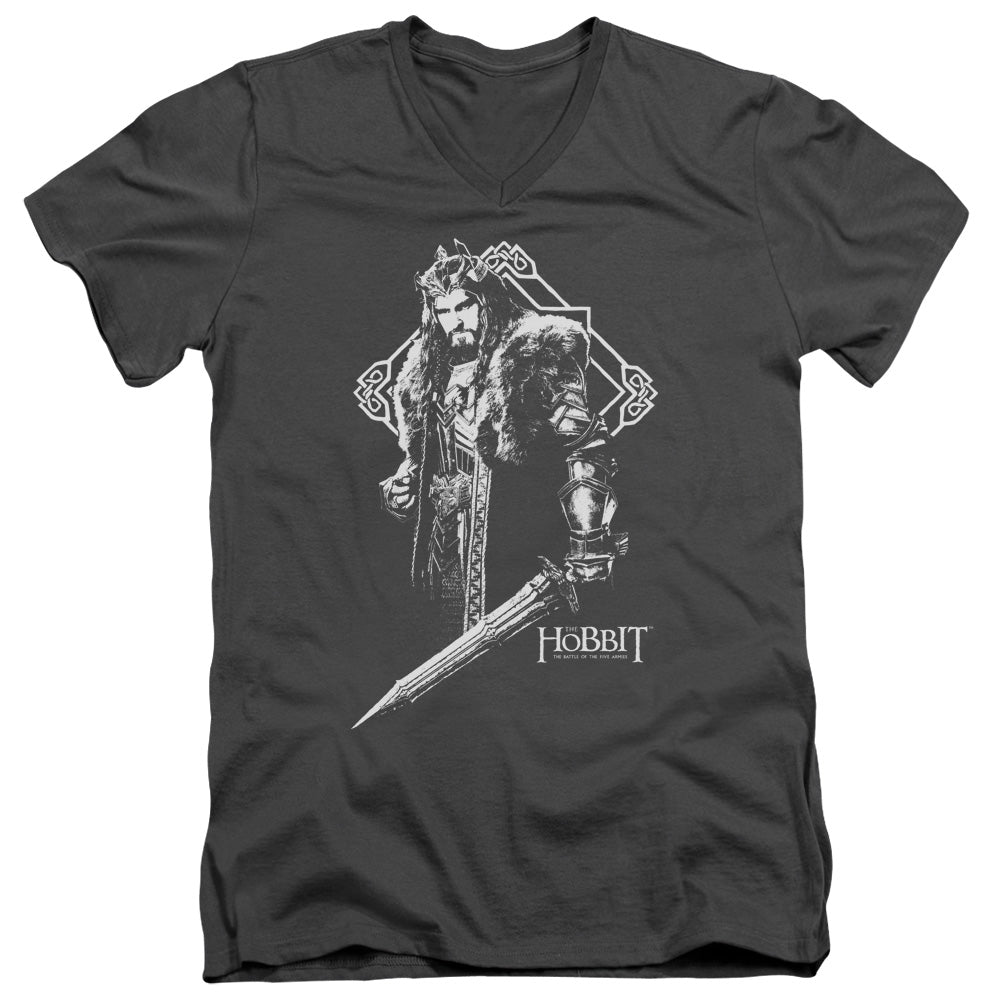 Hobbit - King Thorin - Short Sleeve Adult V-neck 30/1 - Charcoal T-shirt