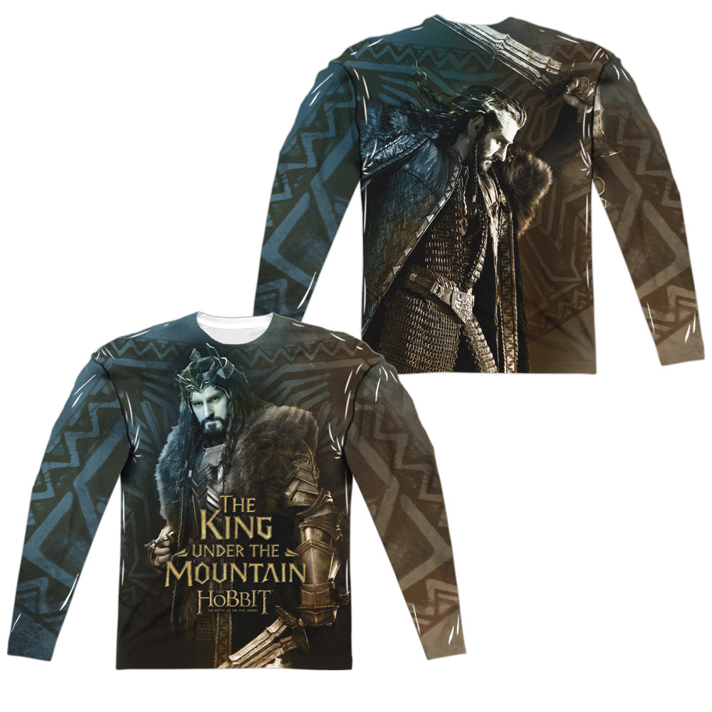 Hobbit - King (Front/back Print) - Long Sleeve Adult Poly Crew - White T-shirt