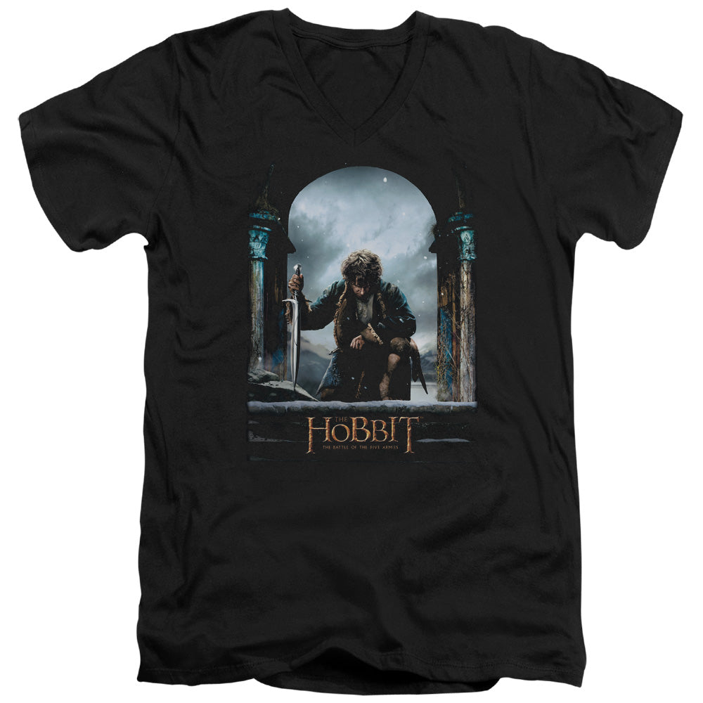 Hobbit - Bilbo Poster - Short Sleeve Adult V-neck 30/1 - Black T-shirt