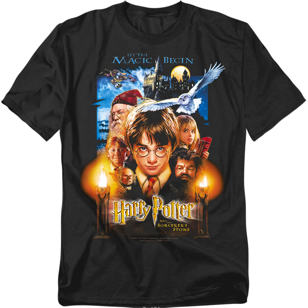 Harry Potter - Movie Poster - Short Sleeve Adult 18/1 - Black T-shirt