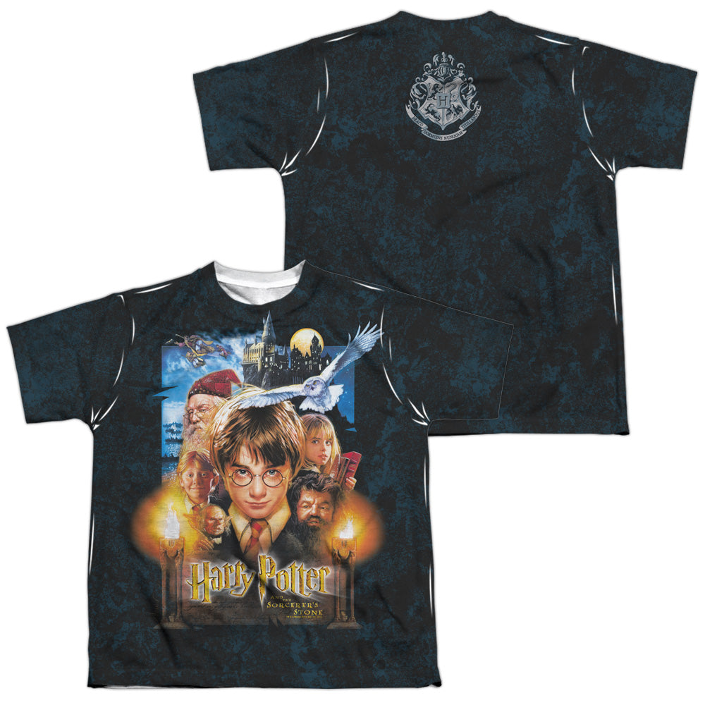 Harry Potter - The Beginning (Front/back Print) - Short Sleeve Youth Poly Crew - White T-shirt