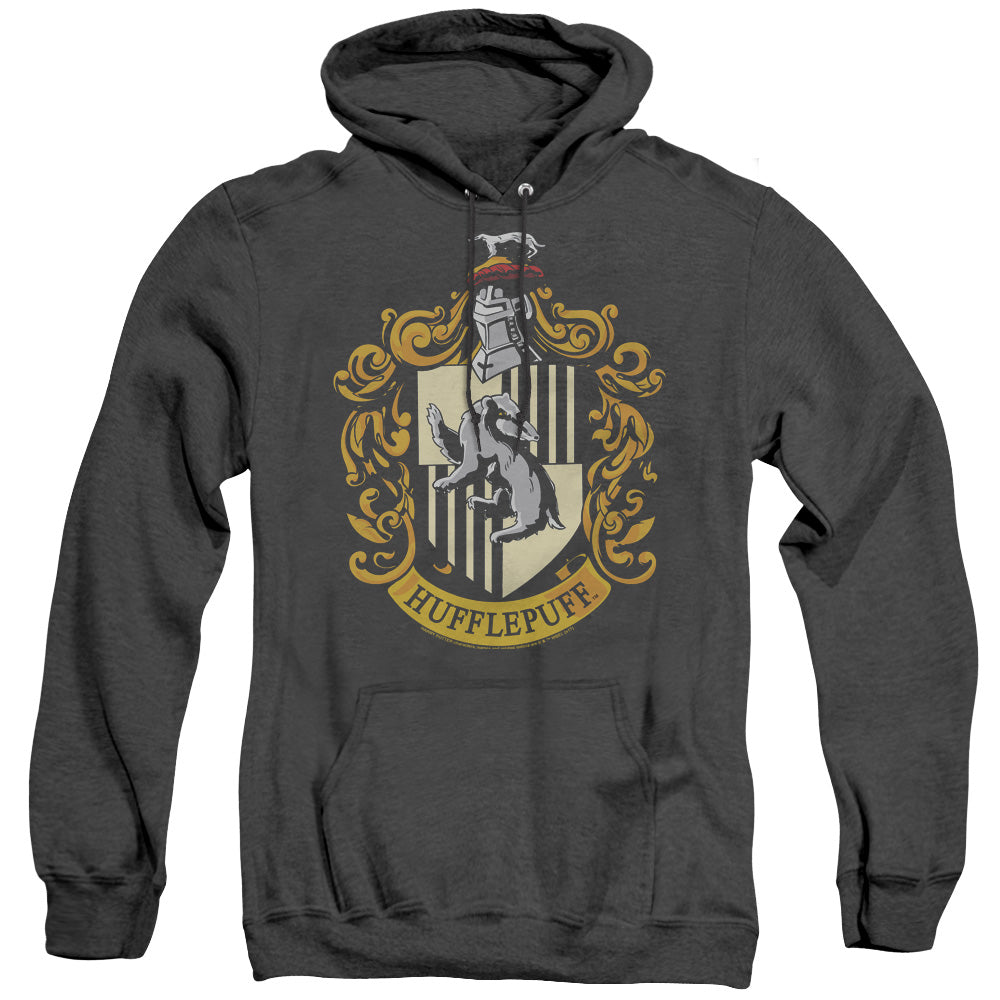 Harry Potter - Hufflepuff Crest - Adult Heather Hoodie - Black
