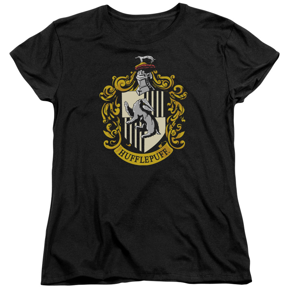 Harry Potter - Hufflepuff Crest - Short Sleeve Womens Tee - Black T-shirt