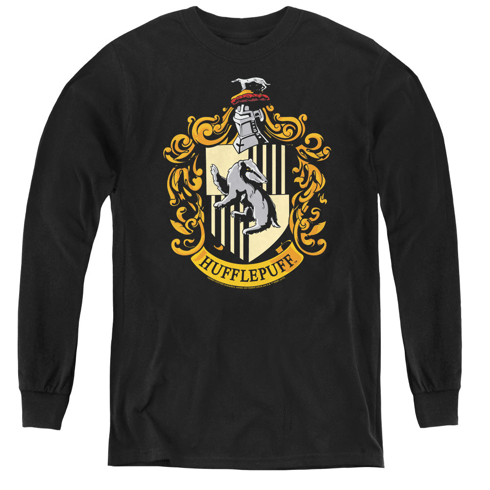 Harry Potter - Hufflepuff Crest - Youth Long Sleeve Tee - Black