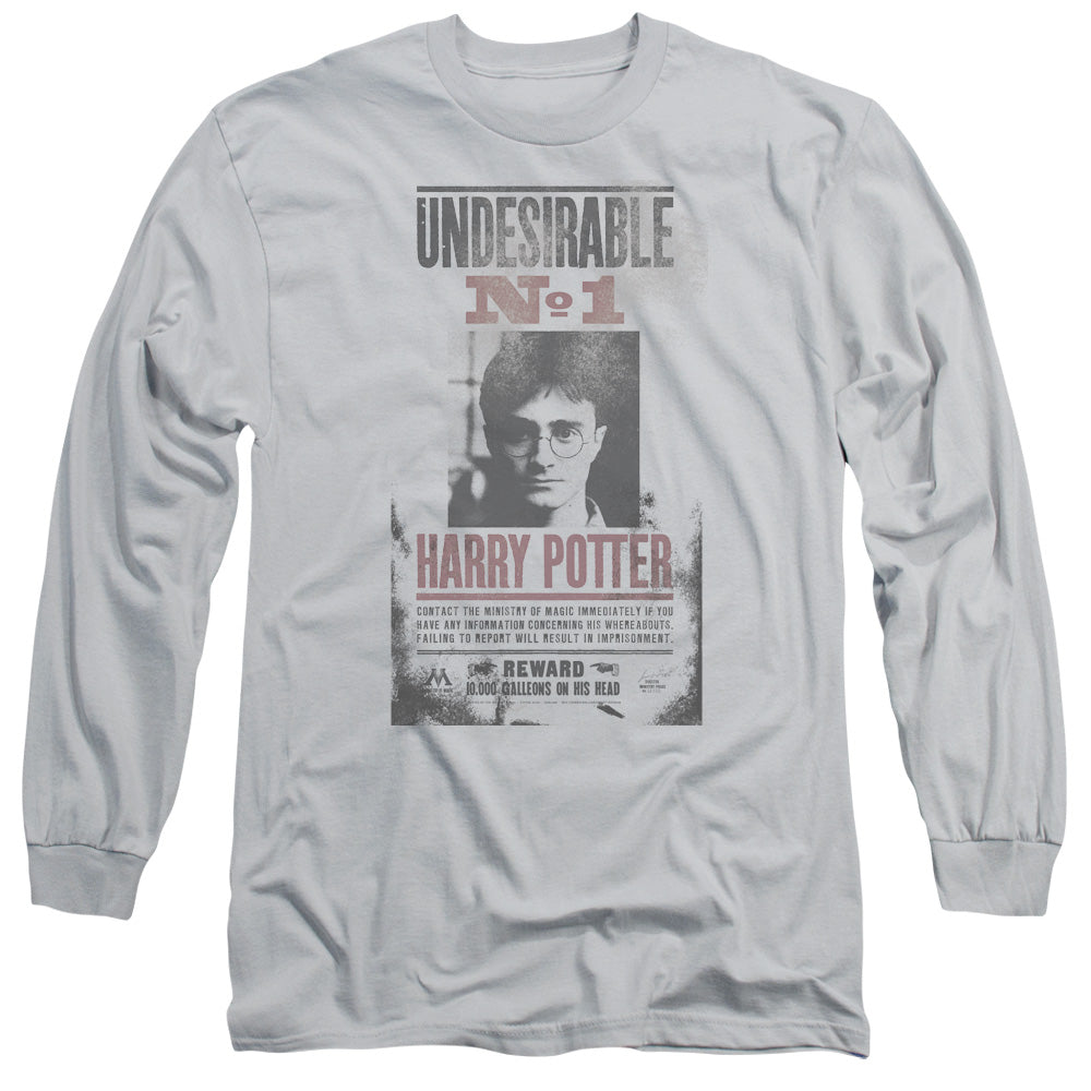 Harry Potter - Undesirable No1 Distressed - Long Sleeve Adult 18/1 - Silver T-shirt
