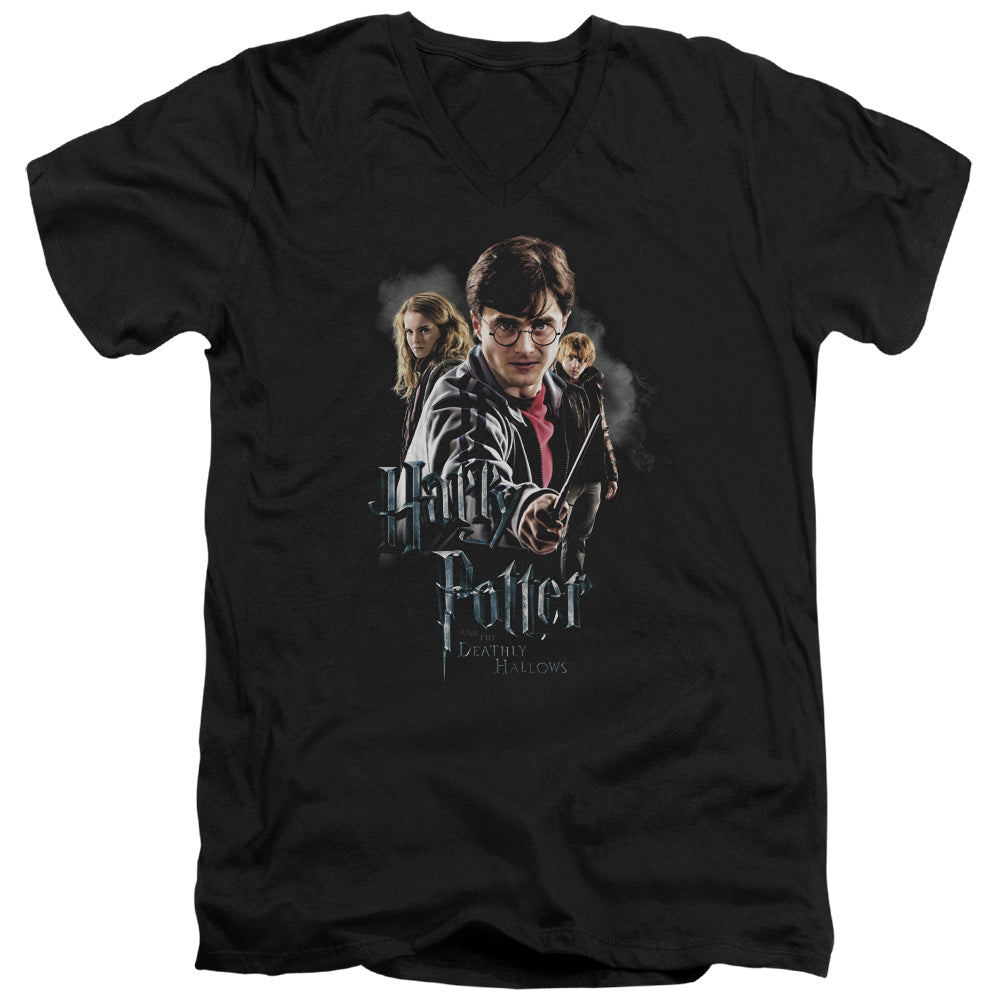 Harry Potter - Deathly Hollows Cast - Short Sleeve Adult V-neck 30/1 - Black T-shirt