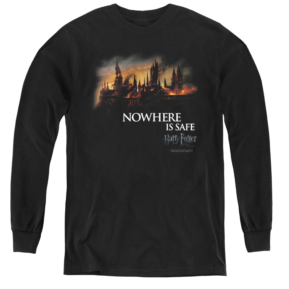 Harry Potter - Burning Hogwarts - Youth Long Sleeve Tee - Black