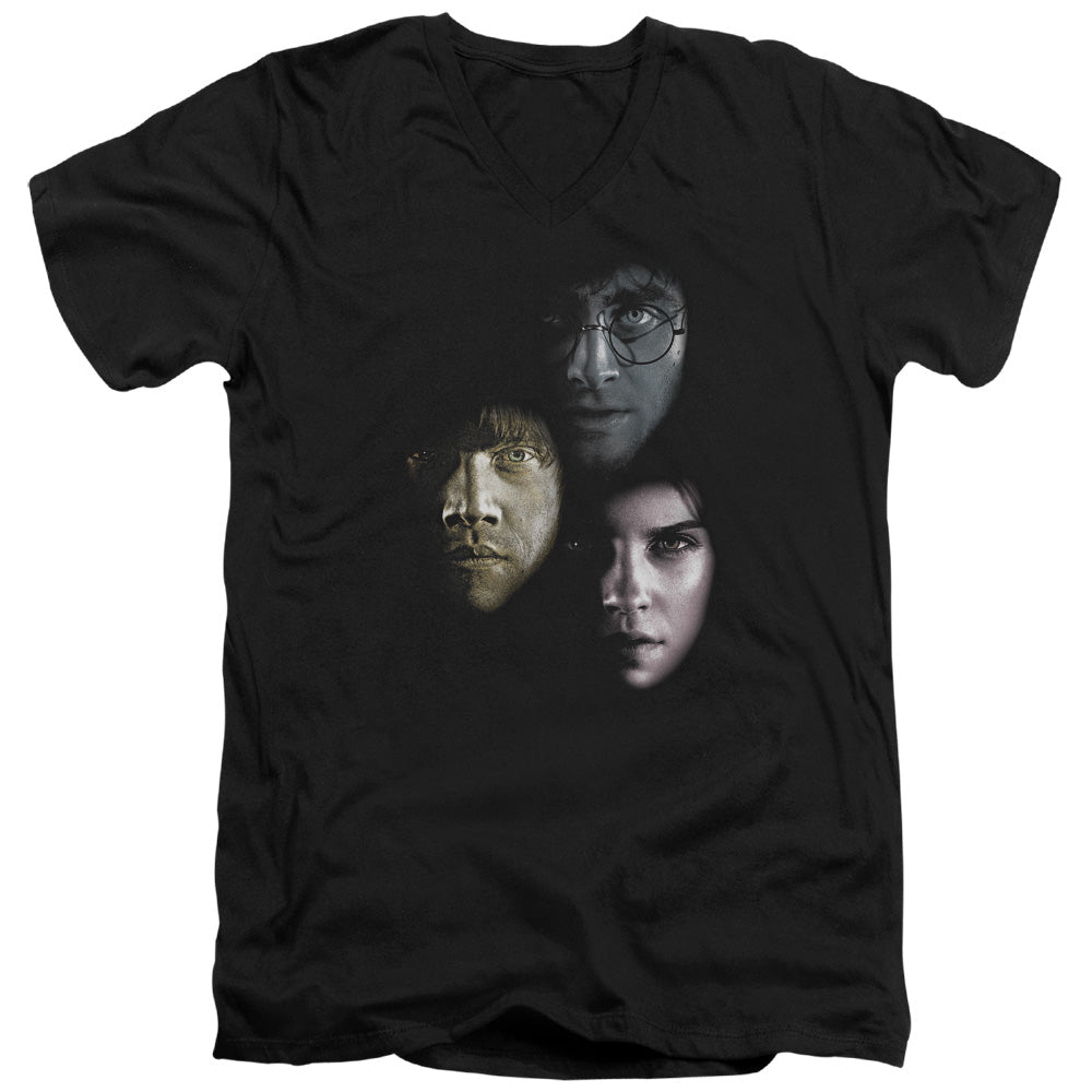 Harry Potter - Hero Heads - Short Sleeve Adult V-neck 30/1 - Black T-shirt