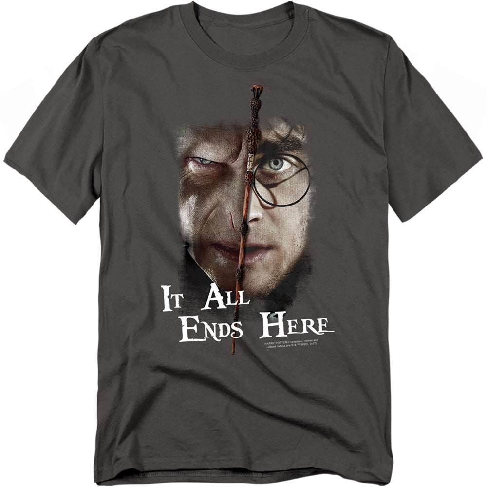Harry Potter - It All Ends Here - Short Sleeve Adult 18/1 - Charcoal T-shirt