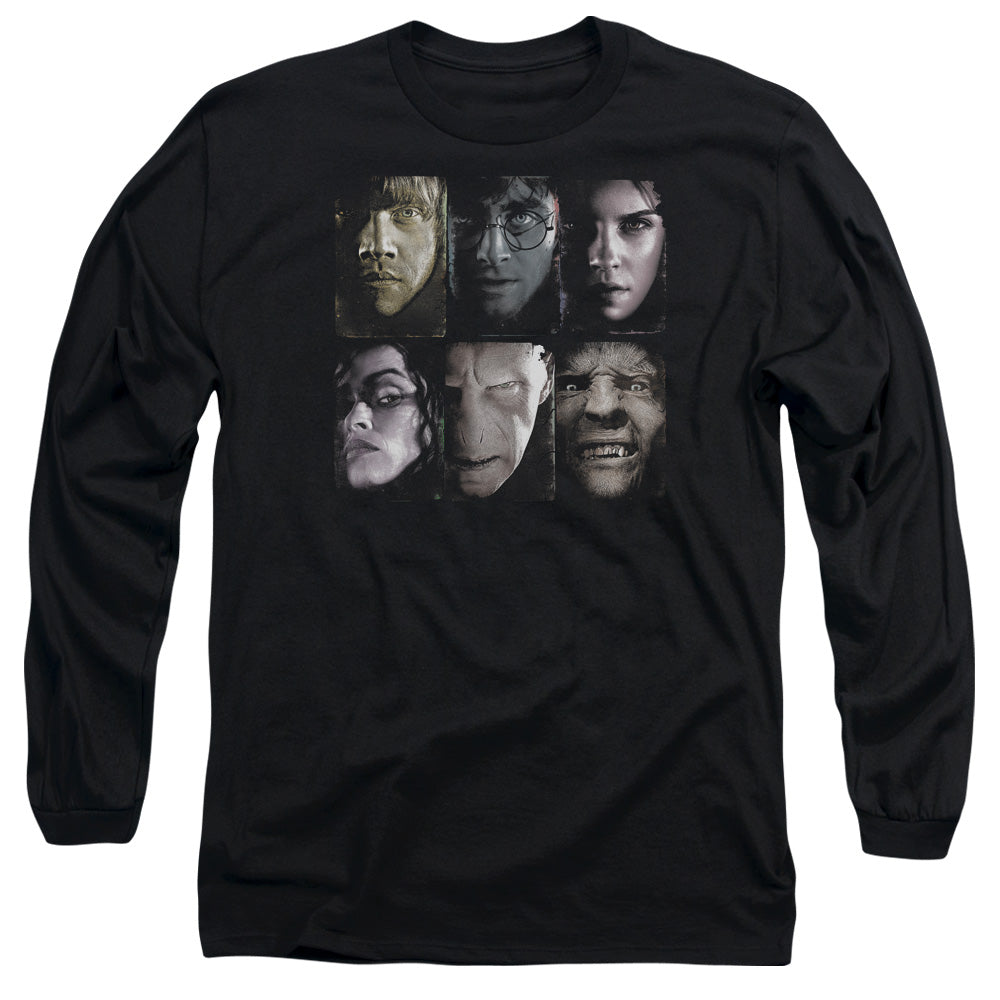 Harry Potter - Horizontal Heads - Long Sleeve Adult 18/1 - Black T-shirt