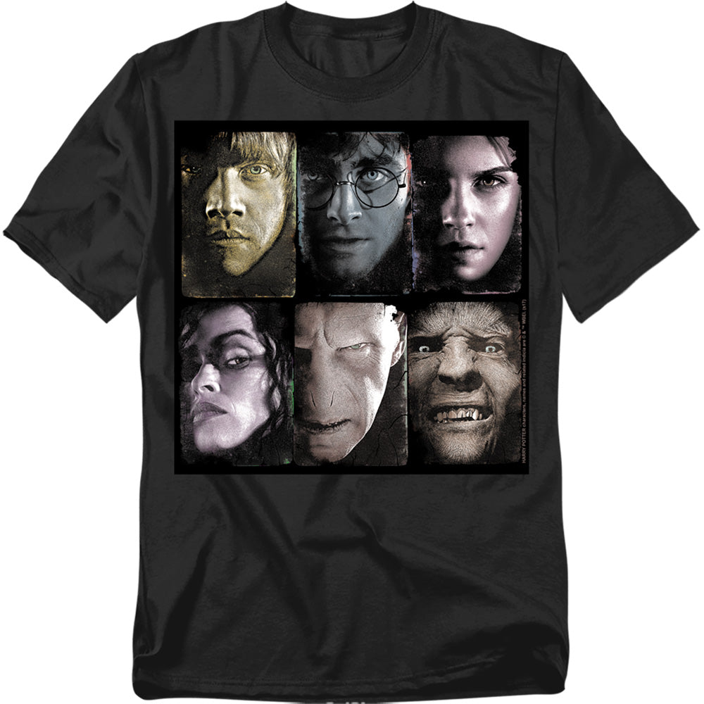 Harry Potter - Horizontal Heads - Short Sleeve Adult 18/1 - Black T-shirt
