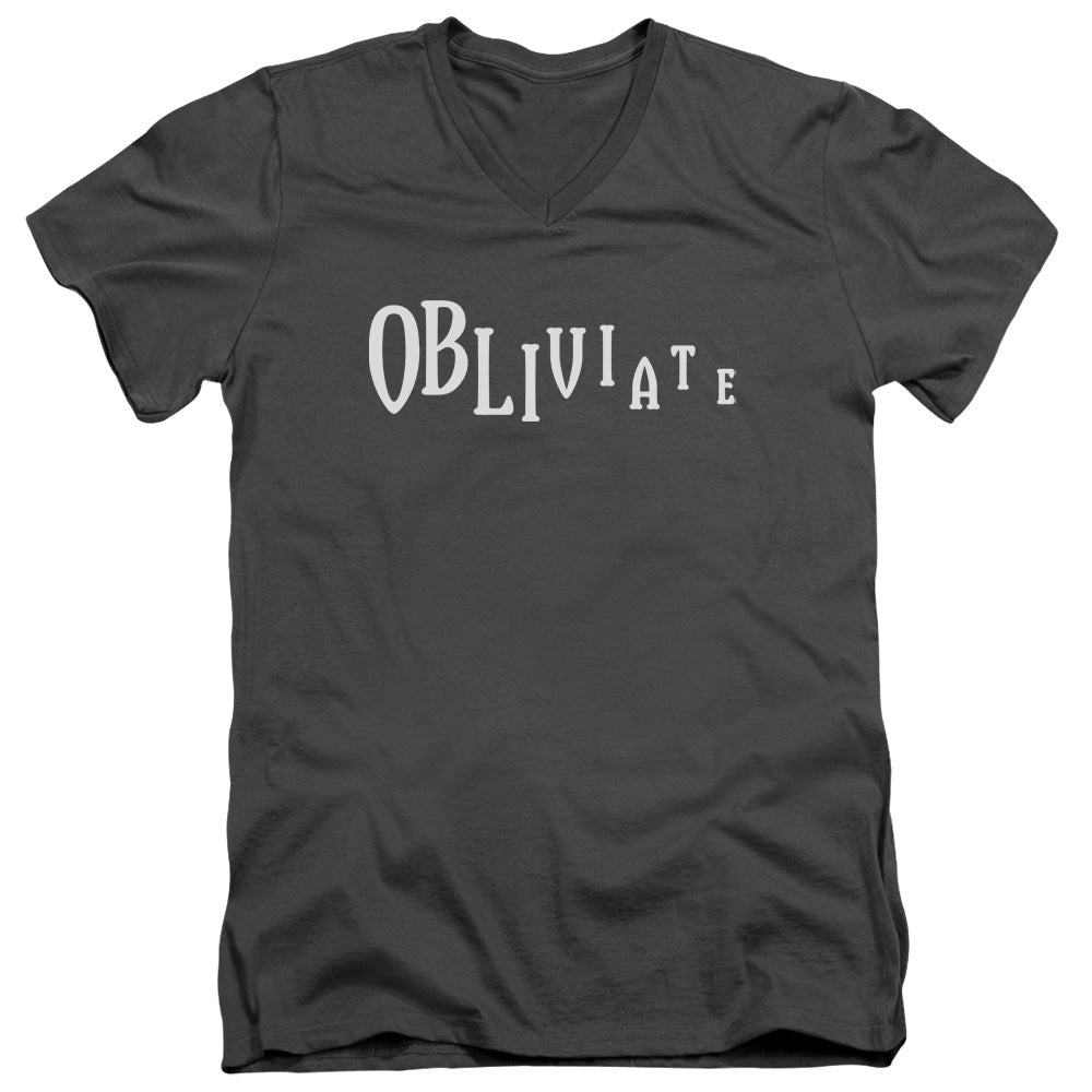 Harry Potter - Obliviate - Short Sleeve Adult V-neck 30/1 - Charcoal T-shirt