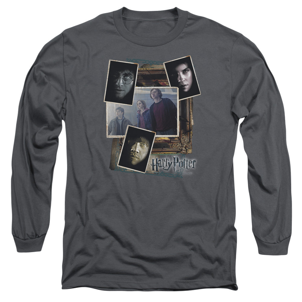Harry Potter - Trio Collage - Long Sleeve Adult 18/1 - Charcoal T-shirt