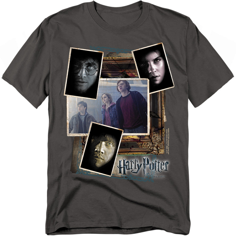 Harry Potter - Trio Collage - Short Sleeve Adult 18/1 - Charcoal T-shirt