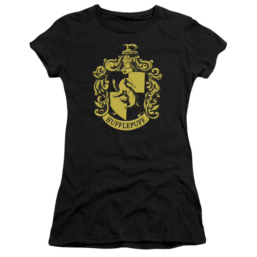 Harry Potter - Hufflepuff Crest - Short Sleeve Junior Sheer - Black T-shirt