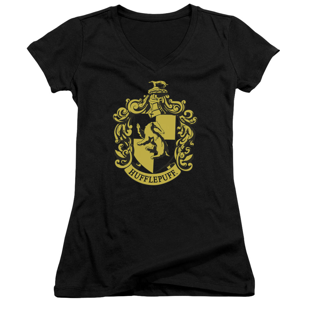 Harry Potter - Hufflepuff Crest-junior V-neck - Black