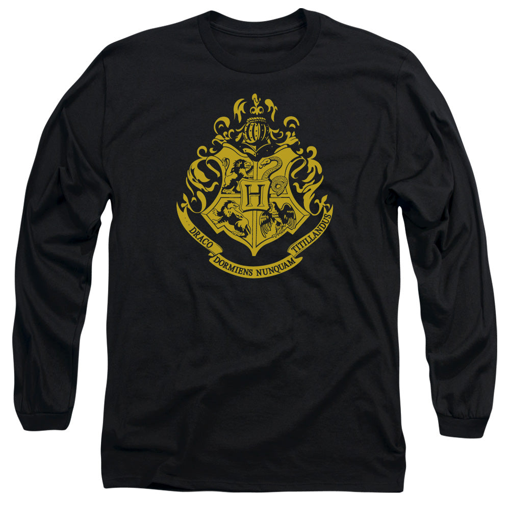 Harry Potter - Hogwarts Crest - Long Sleeve Adult 18/1 - Black T-shirt