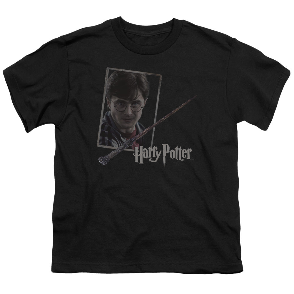 Harry Potter - Harrys Wand Portrait - Short Sleeve Youth 18/1 - Black T-shirt