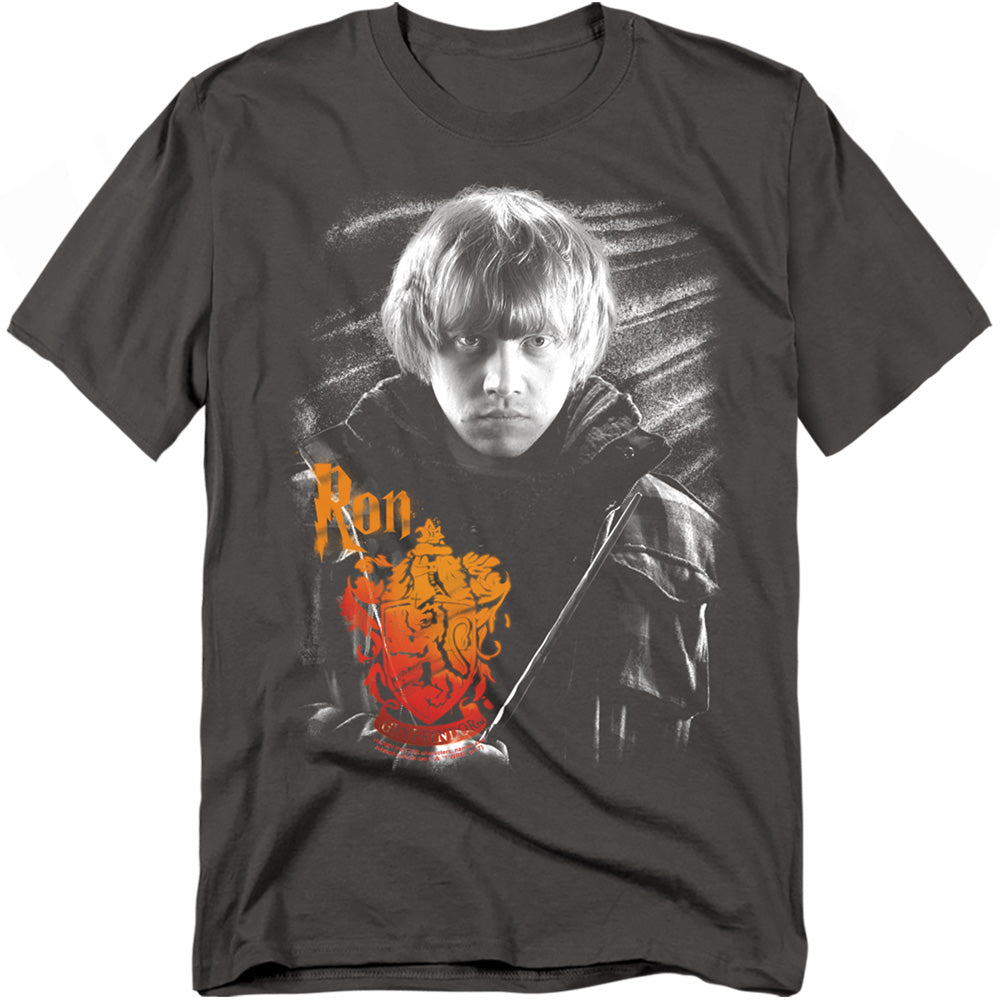 Harry Potter - Ron Portrait - Short Sleeve Adult 18/1 - Charcoal T-shirt