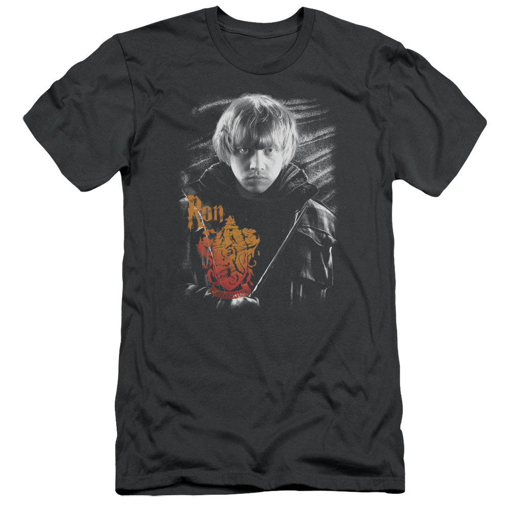 Harry Potter - Ron Portrait-hbo Short Sleeve Adult 30/1 - Charcoal T-shirt