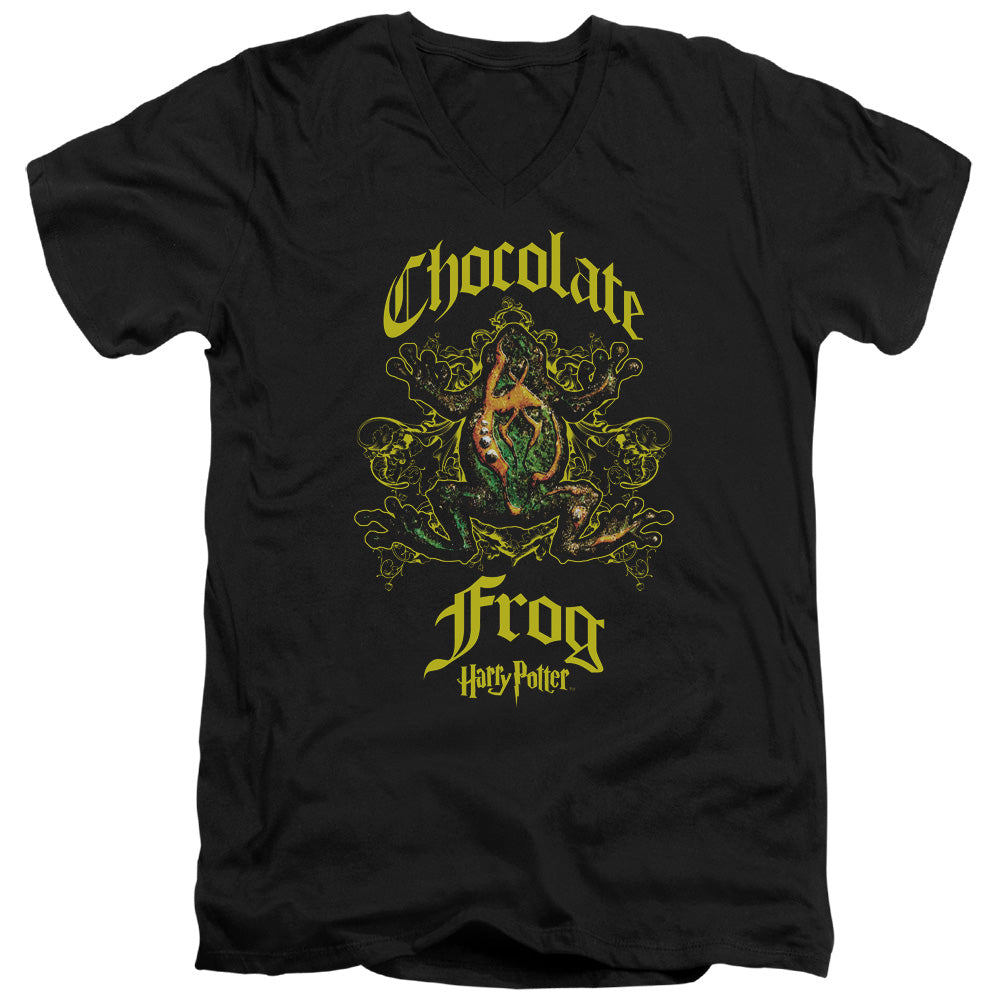 Harry Potter - Chocolate Frog - Short Sleeve Adult V-neck 30/1 - Black T-shirt