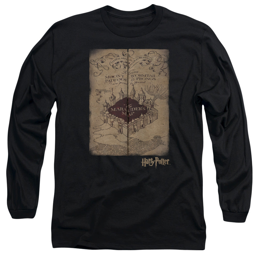 Harry Potter - Marauders Map - Long Sleeve Adult 18/1 - Black T-shirt