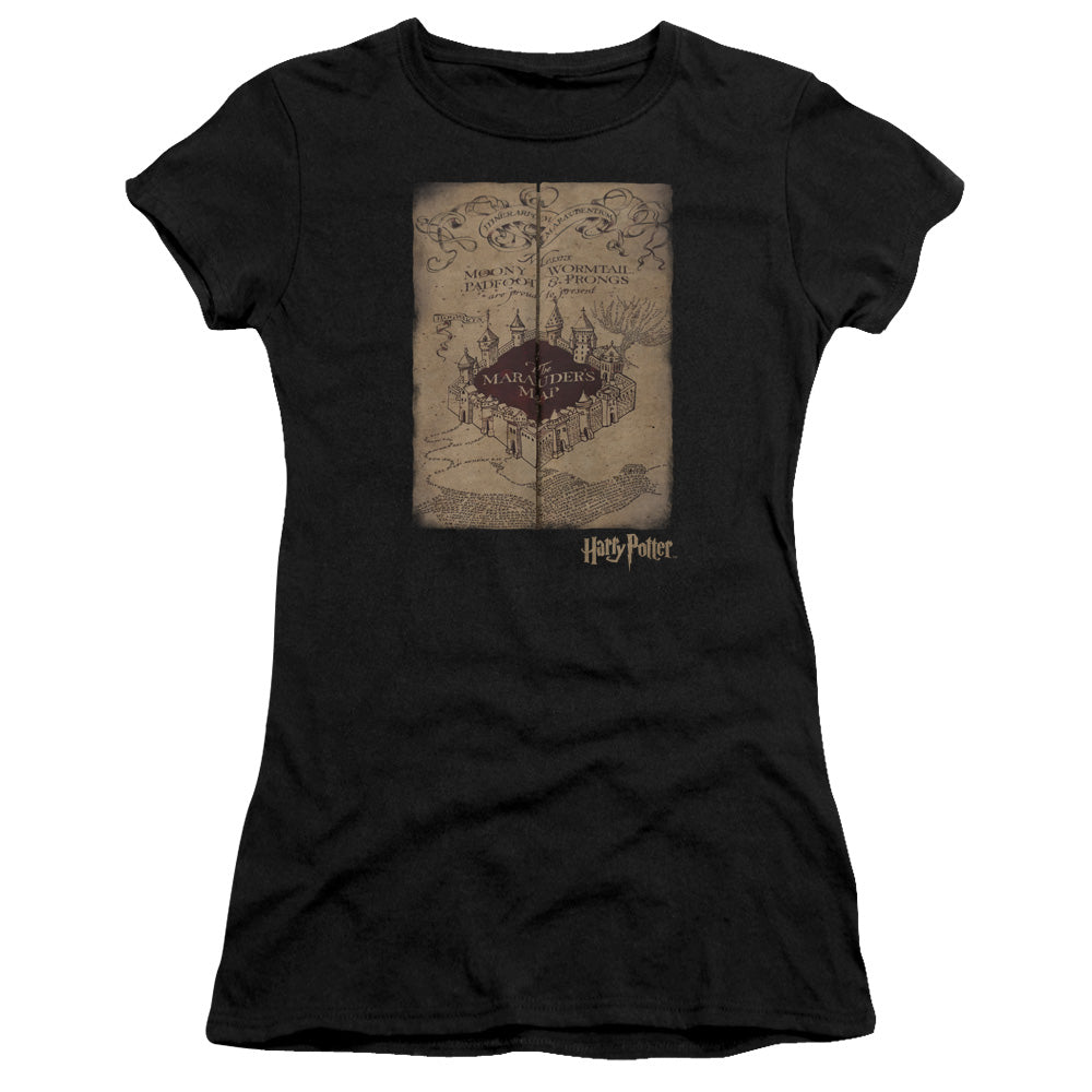 Harry Potter - Marauders Map - Short Sleeve Junior Sheer - Black T-shirt