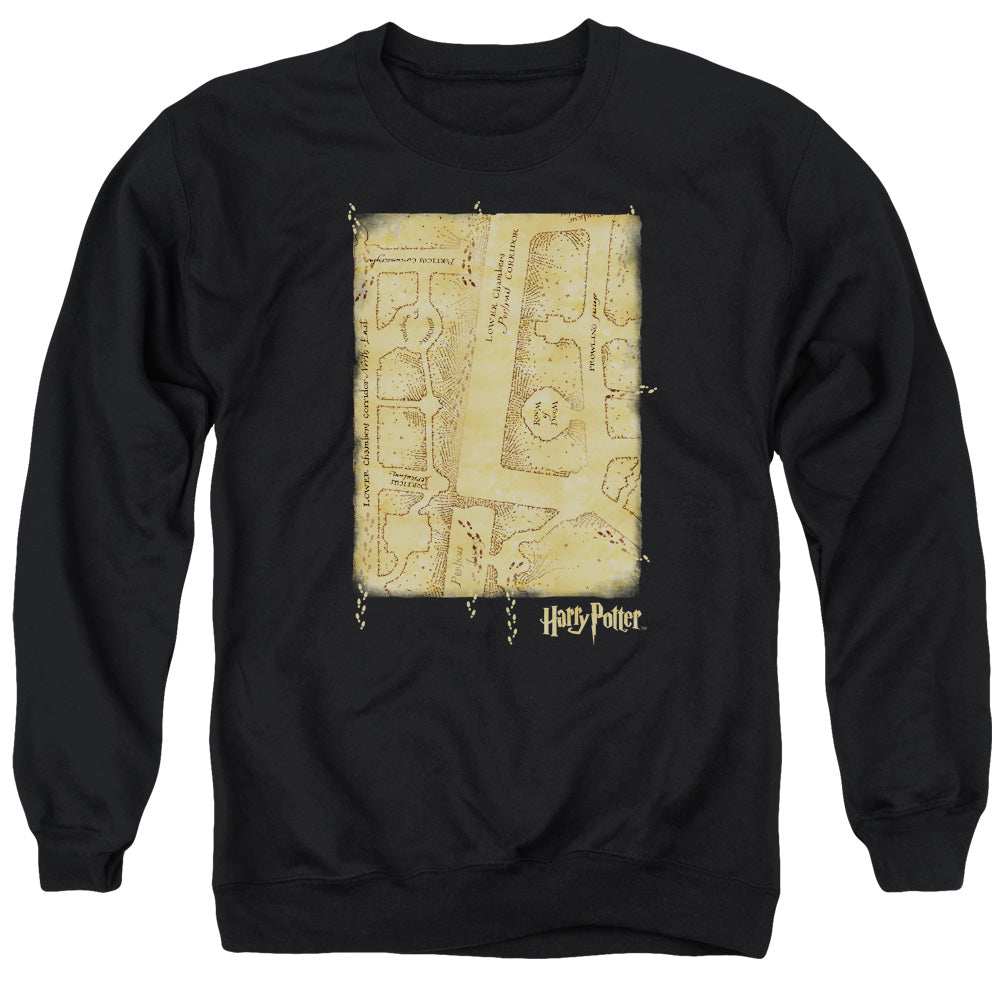 Harry Potter - Marauders Map Interior - Adult Crewneck Sweatshirt - Black