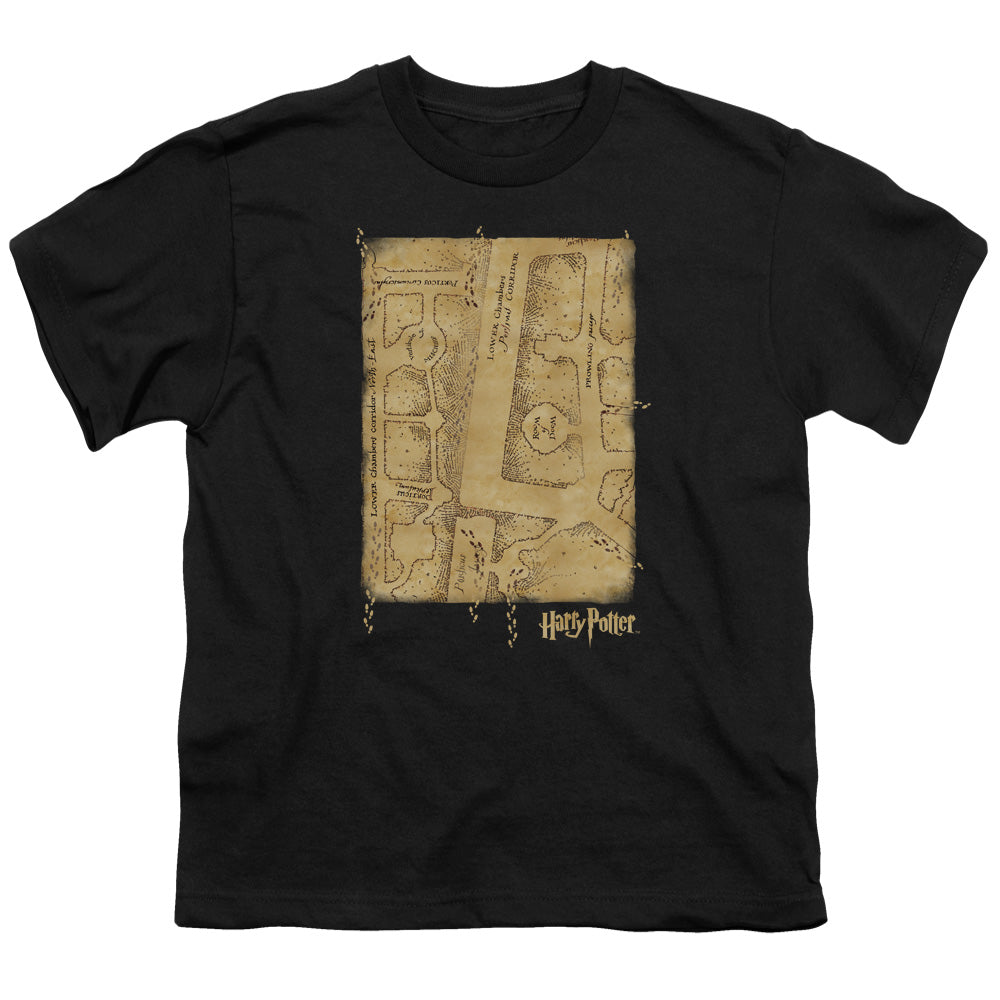 Harry Potter - Marauders Map Interior - Short Sleeve Youth 18/1 - Black T-shirt