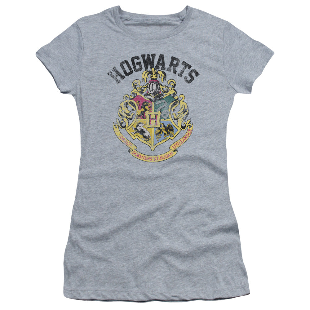 Harry Potter - Hogwarts Crest - Short Sleeve Junior Sheer - Athletic Heather T-shirt