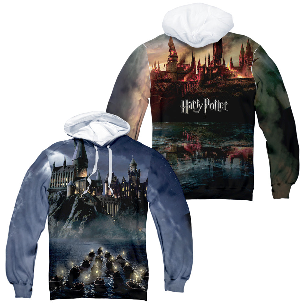 Harry Potter - Hogwarts (Front/back Print) - Adult Poly Pullover Hoodie - White