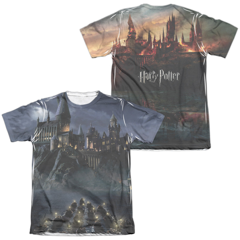 Harry Potter - Hogwarts (Front/back Print) - Adult Poly/cotton Short Sleeve Tee - White T-shirt