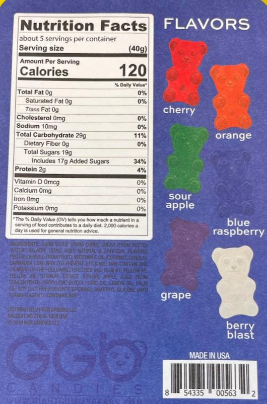 Big Gummy Bear 4-Pack - Cherry & Blue Raspberry