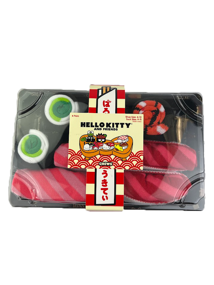 Sanrio Hello Kitty Crew Socks Sushi Box 4-Pack