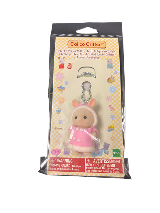 Calico Critter Fluffy Parka Milk Rabbit Keychain