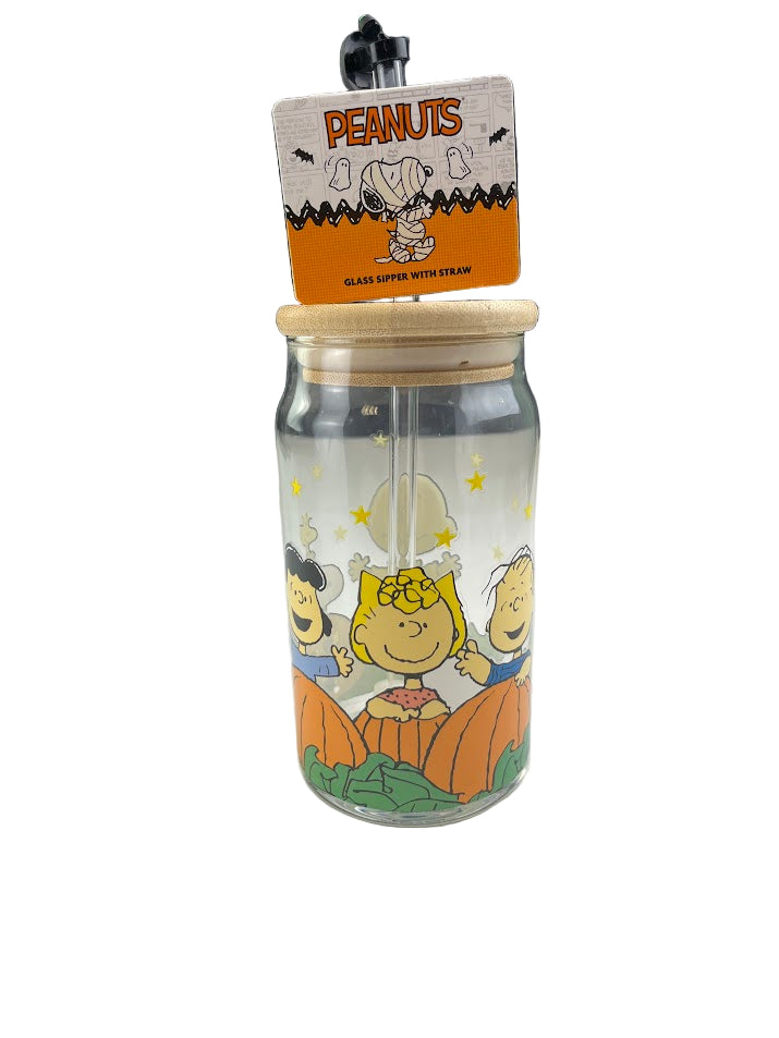 Peanuts Pumpkin Glass Sipper
