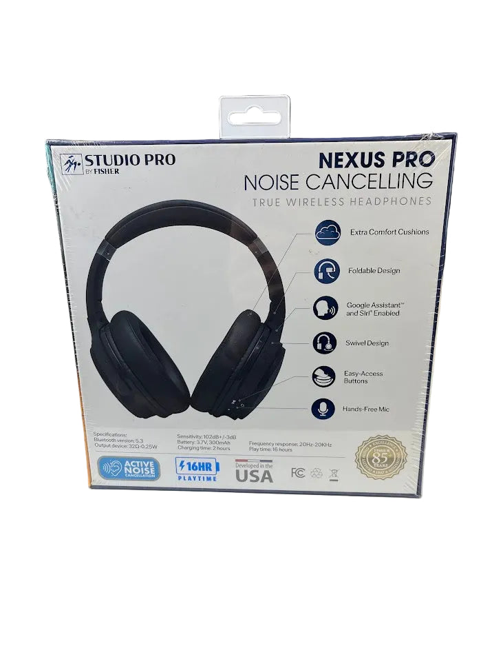 Nexus Pro Noise Cancelling True Wireless Headphones - Black