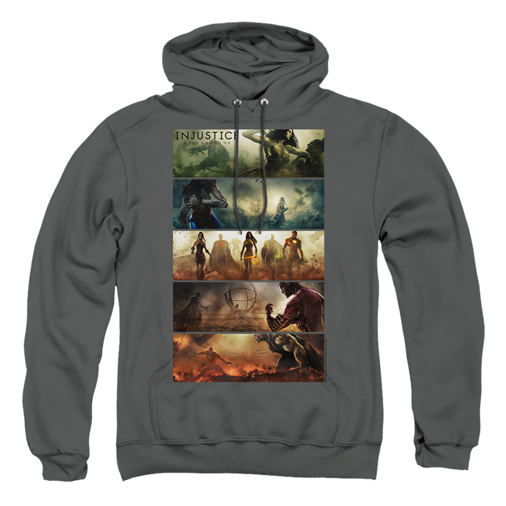 Injustice Gods Among Us - Panels - Adult Pull-over Hoodie - Charcoal