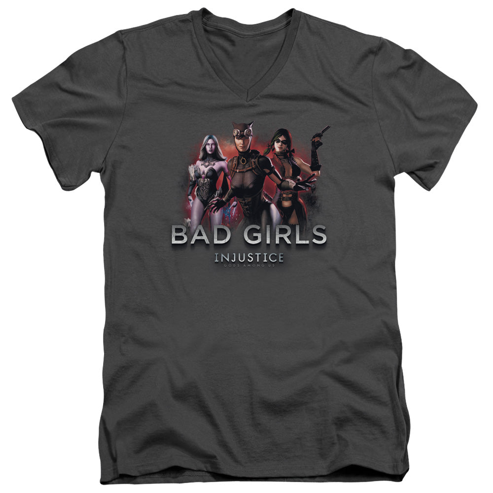 Injustice Gods Among Us - Bad Girls - Short Sleeve Adult V-neck 30/1 - Charcoal T-shirt