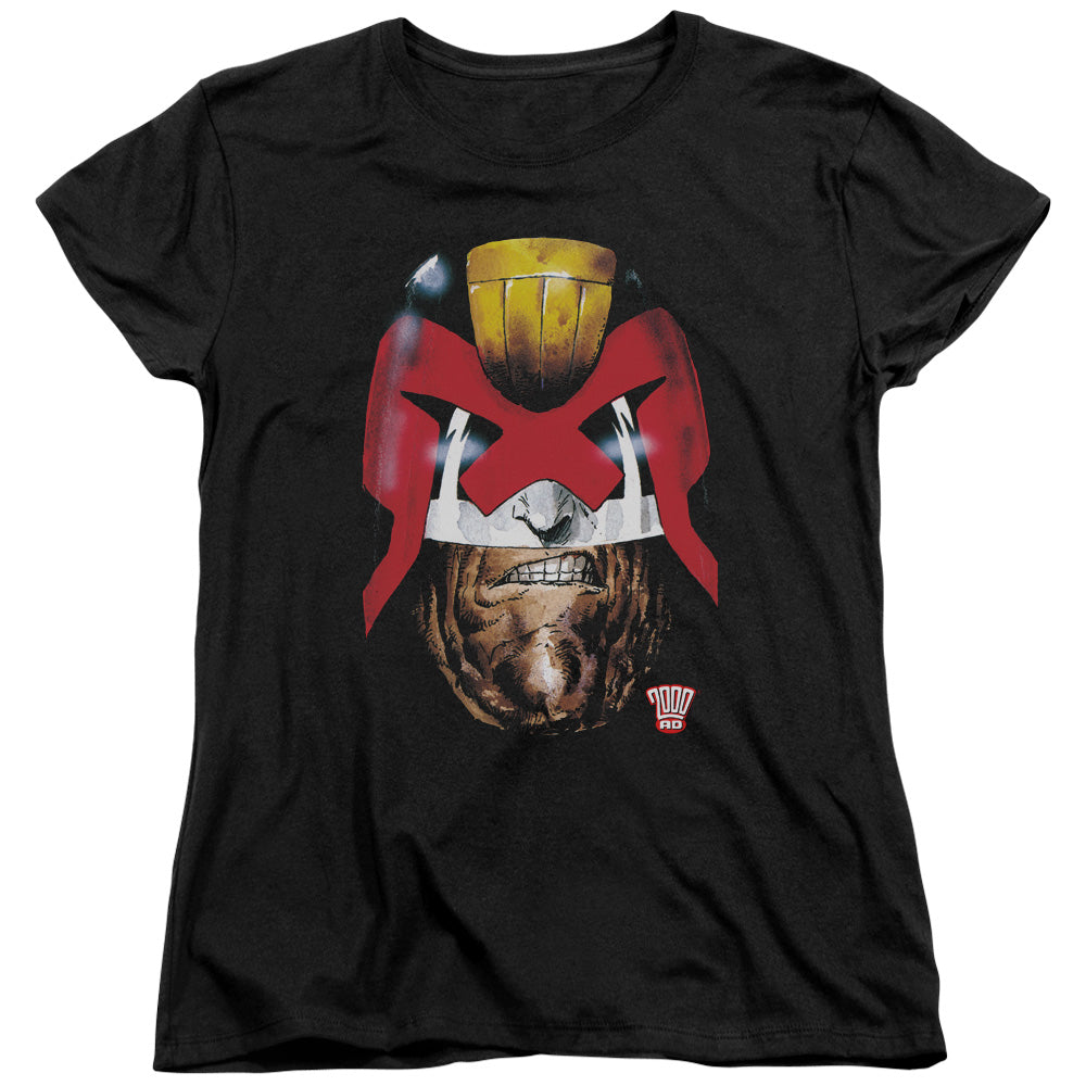 Judge Dredd - Dredds Head - Short Sleeve Womens Tee - Black T-shirt