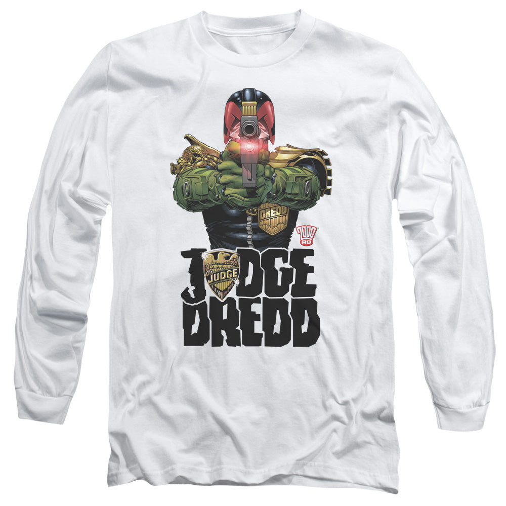 Judge Dredd - In My Sights - Long Sleeve Adult 18/1 - White T-shirt