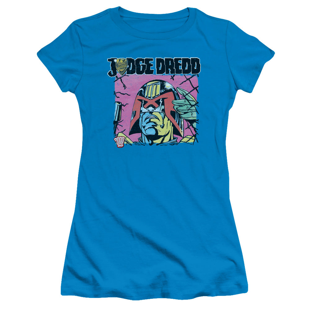 Judge Dredd - Fenced - Short Sleeve Junior Sheer - Turquoise T-shirt