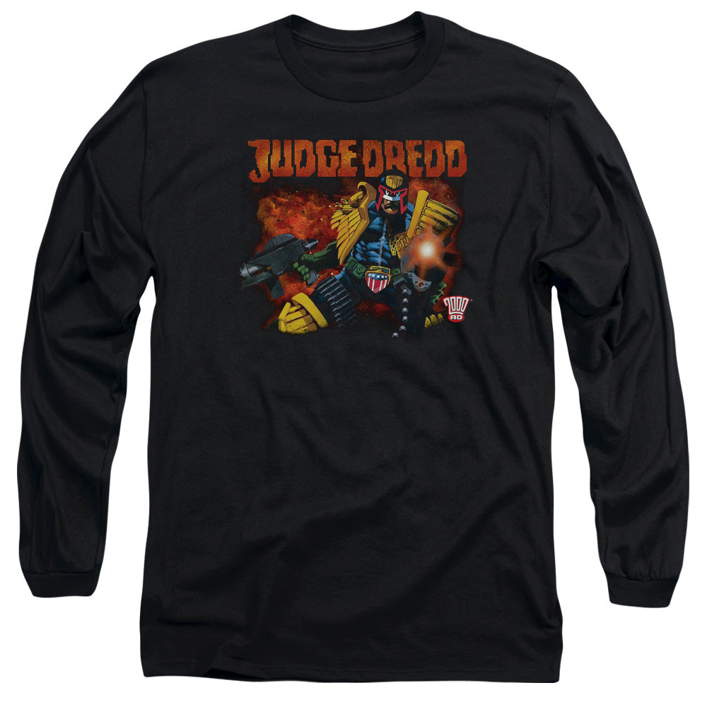 Judge Dredd - Through Fire - Long Sleeve Adult 18/1 - Black T-shirt